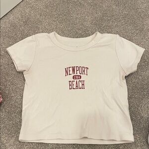 Brandy Melville Kids White Tee with Red Newport Print